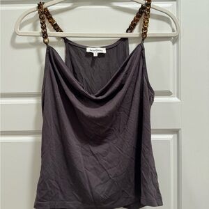 Heartloom Charcoal Camisole with Tortoise Chain Straps SIZE SMALL - like new